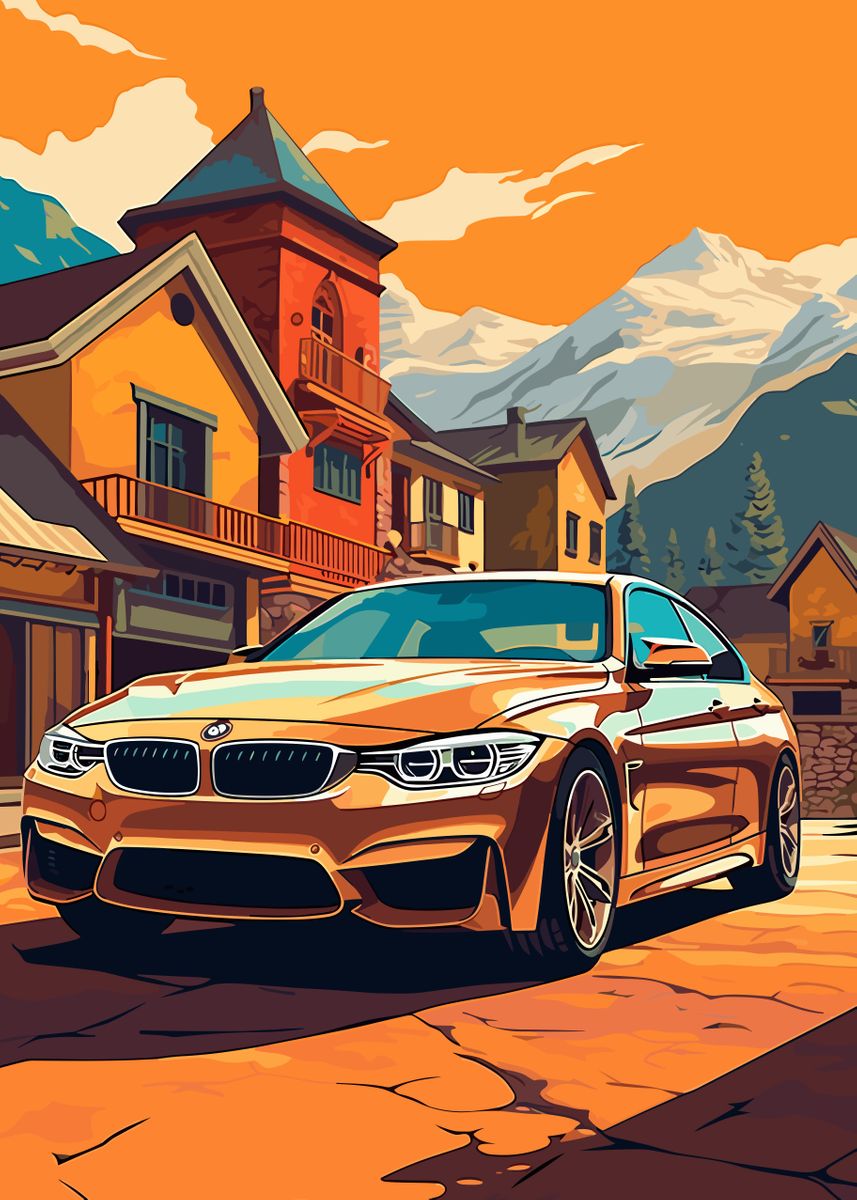 'BMW 3 Car Minimalist' Poster by Qreative | Displate