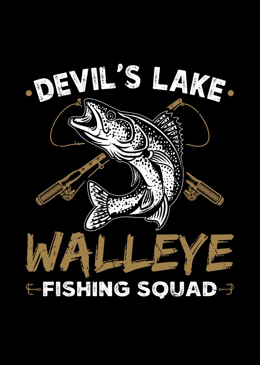 'Devils Lake Fishing' Poster, picture, metal print, paint by HumbaHarry