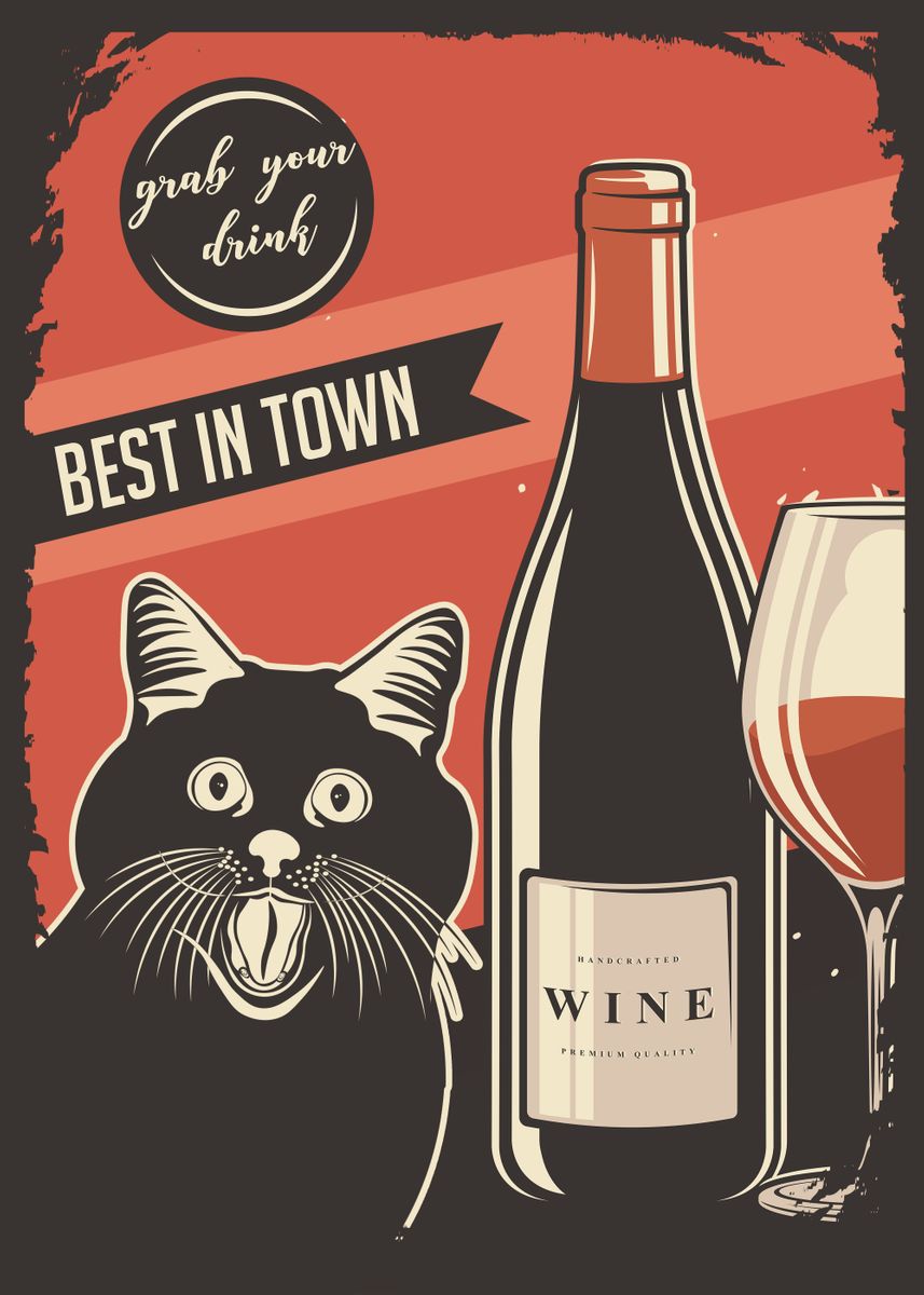 Cat Wine Meme Poster By XandYart Displate cat-wine-meme-poster-by-xandyart-displate