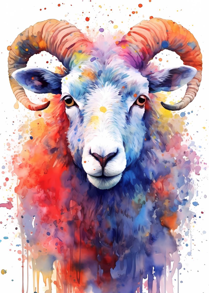 'Sheep Watercolor' Poster, picture, metal print, paint by DecoyDesign ...