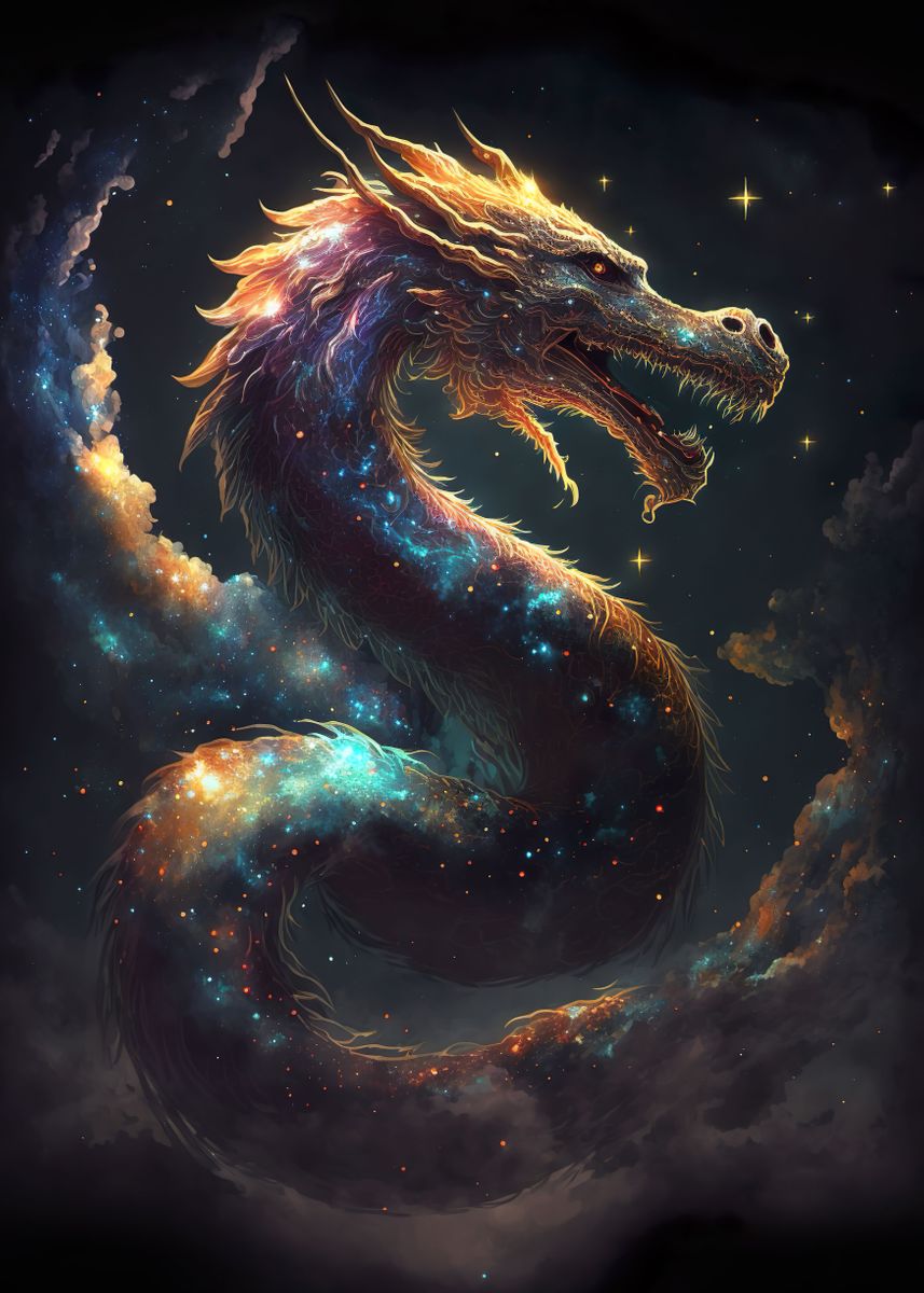 'Celestial Dragon Universe' Poster by PrintYourDigitals | Displate