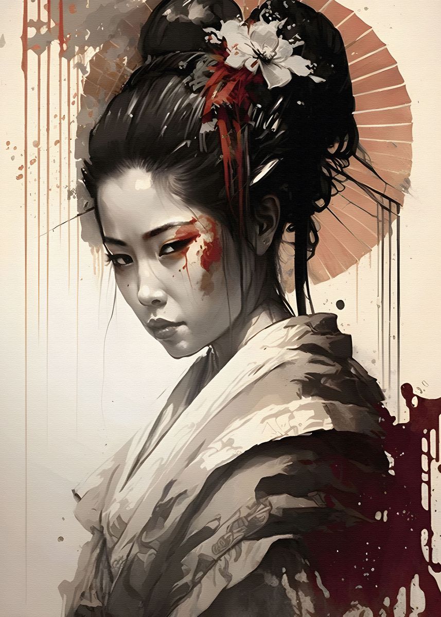 'Vintage Japanese Geisha' Poster by MiguelPatton Studio | Displate