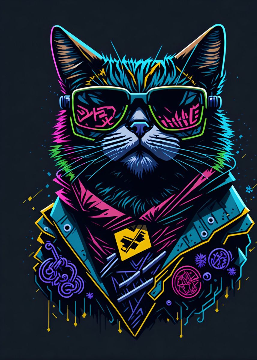 'Cool Kitten With' Poster by Malcom | Displate