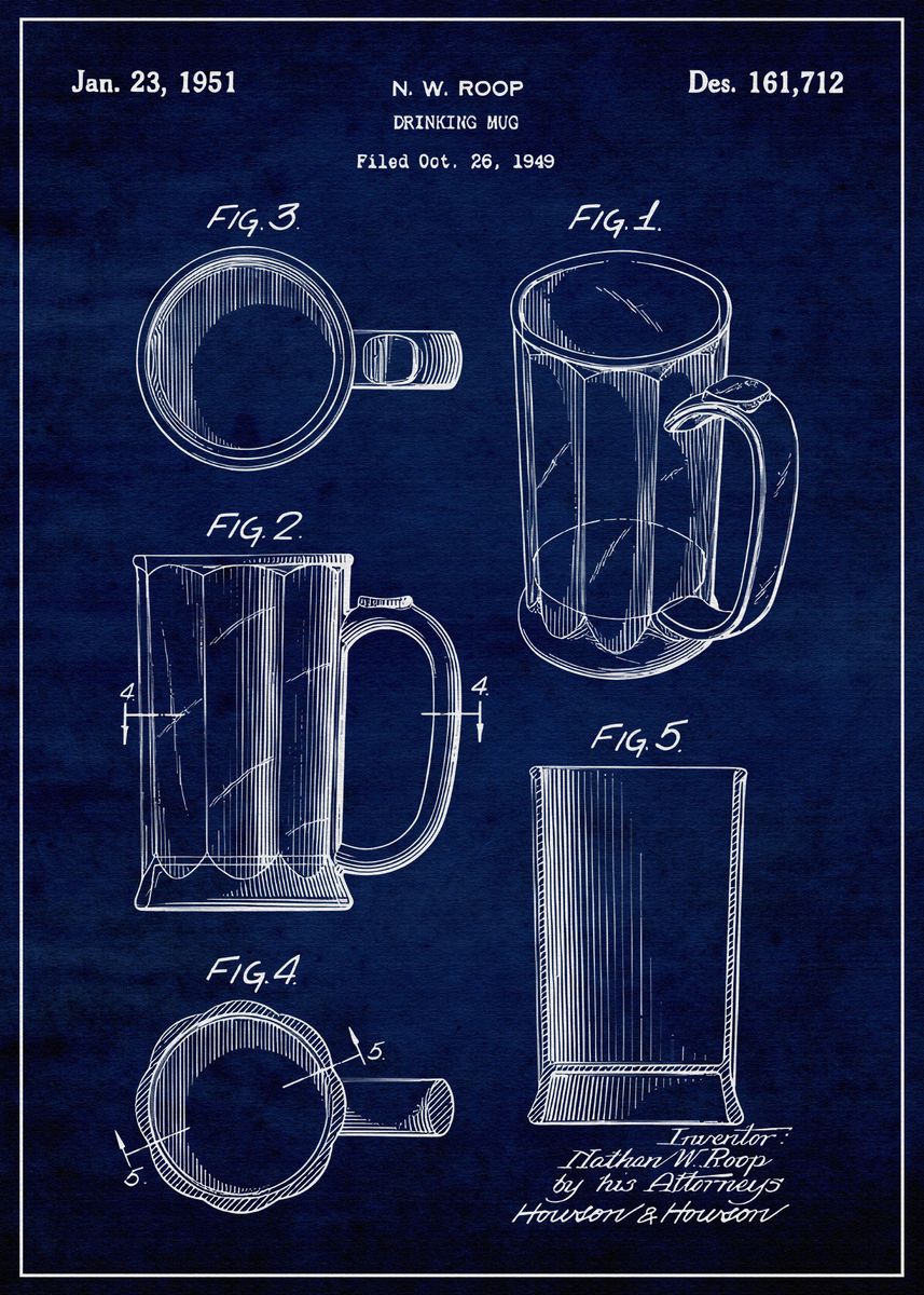 'Beer Mug 1951' Poster, picture, metal print, paint by RickyEKelly ...