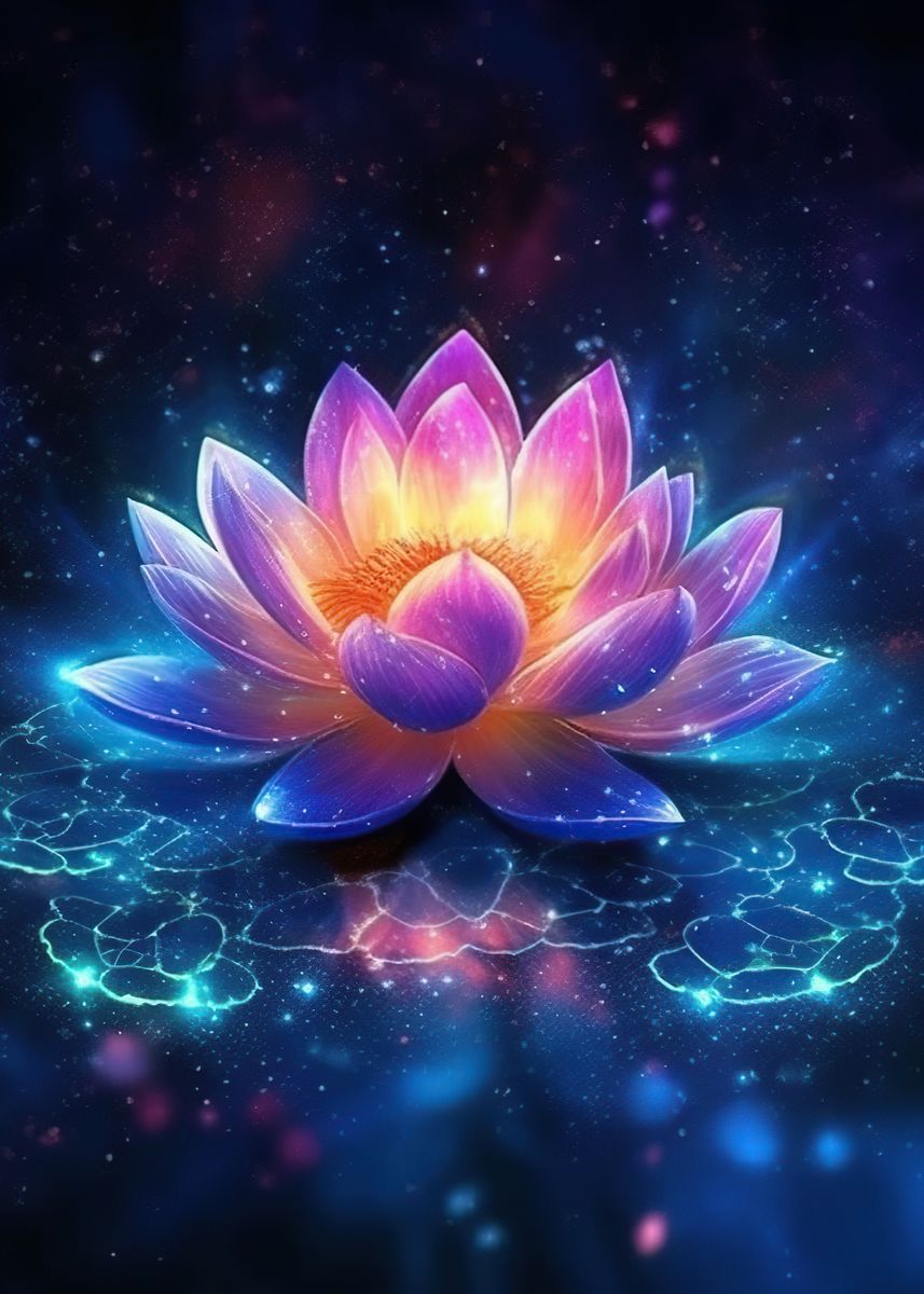‘Beautiful Lotus Flower’ Poster, picture, metal print, paint by NowFak