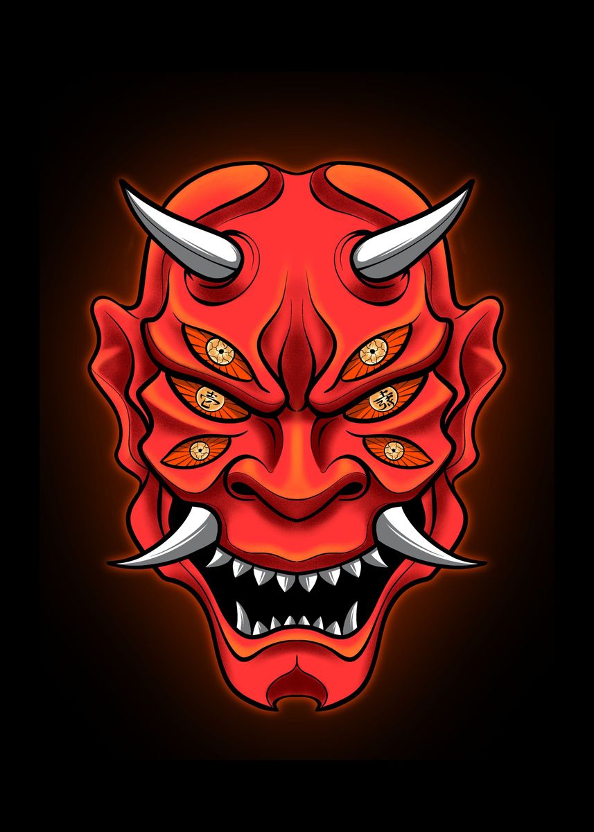 'red Hannya Mask' Poster By Pxlsm Studio 