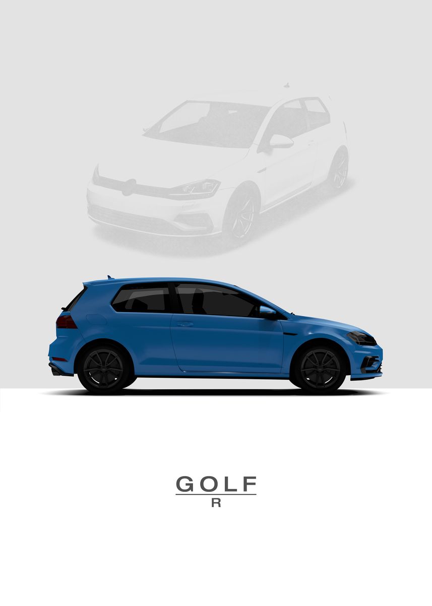 'VW Golf R 3D 2017 Blue' Poster, picture, metal print, paint by 21 MXM ...