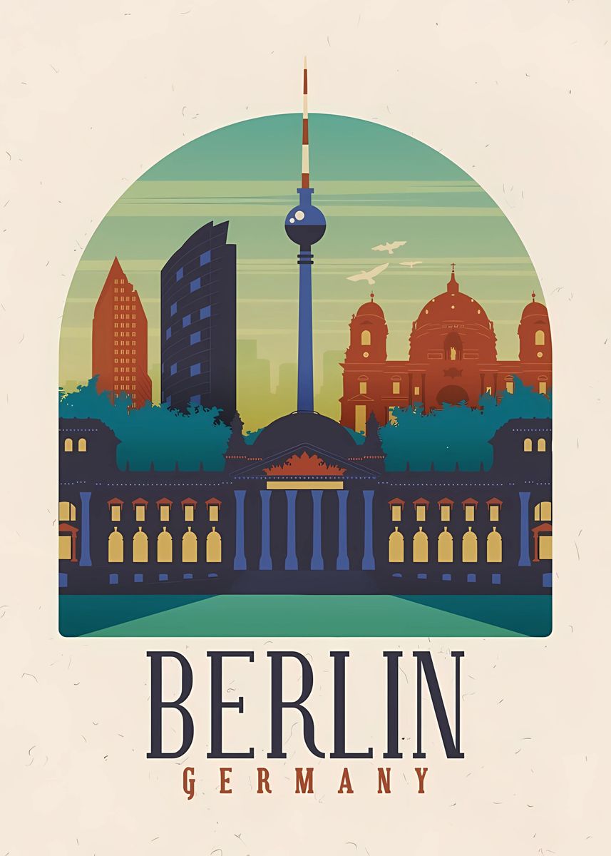 Berlin Germany Vintage City Poster