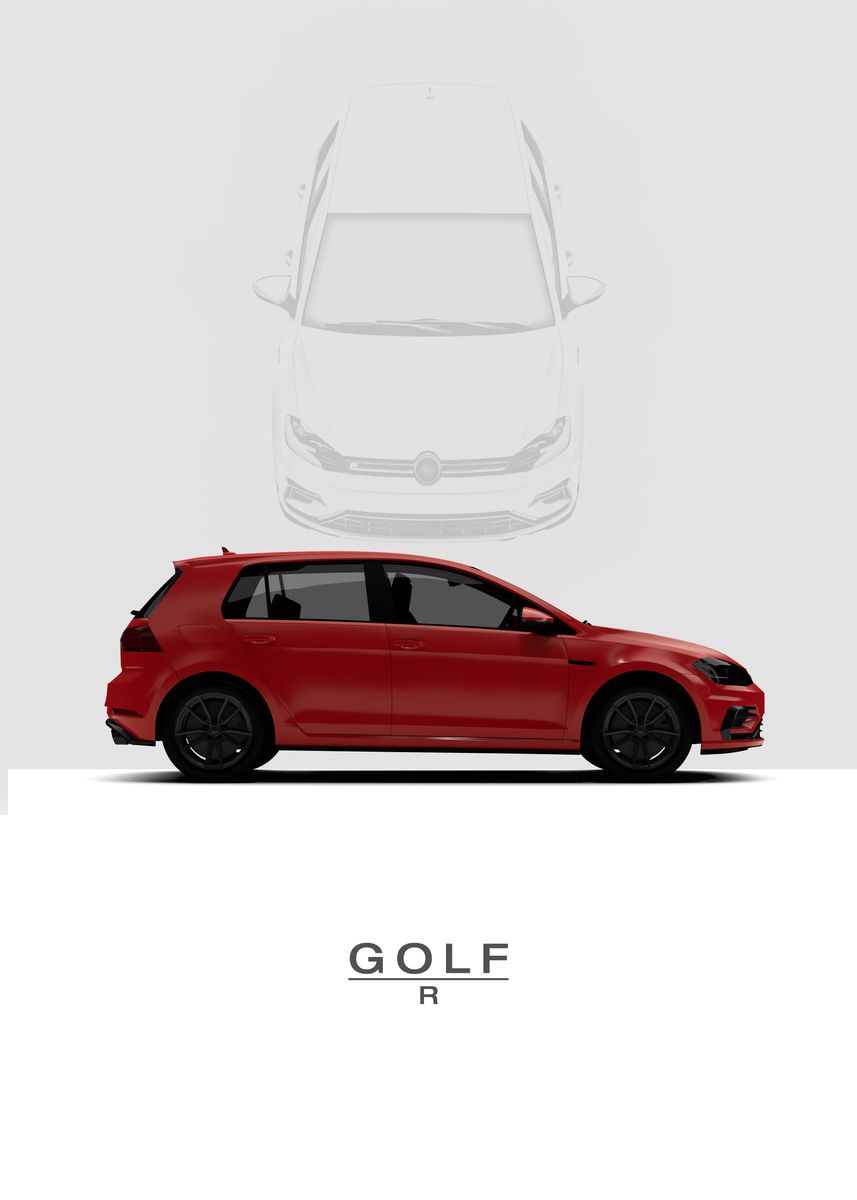 'VW Golf R 5D 2017 Red' Poster, picture, metal print, paint by 21 MXM ...