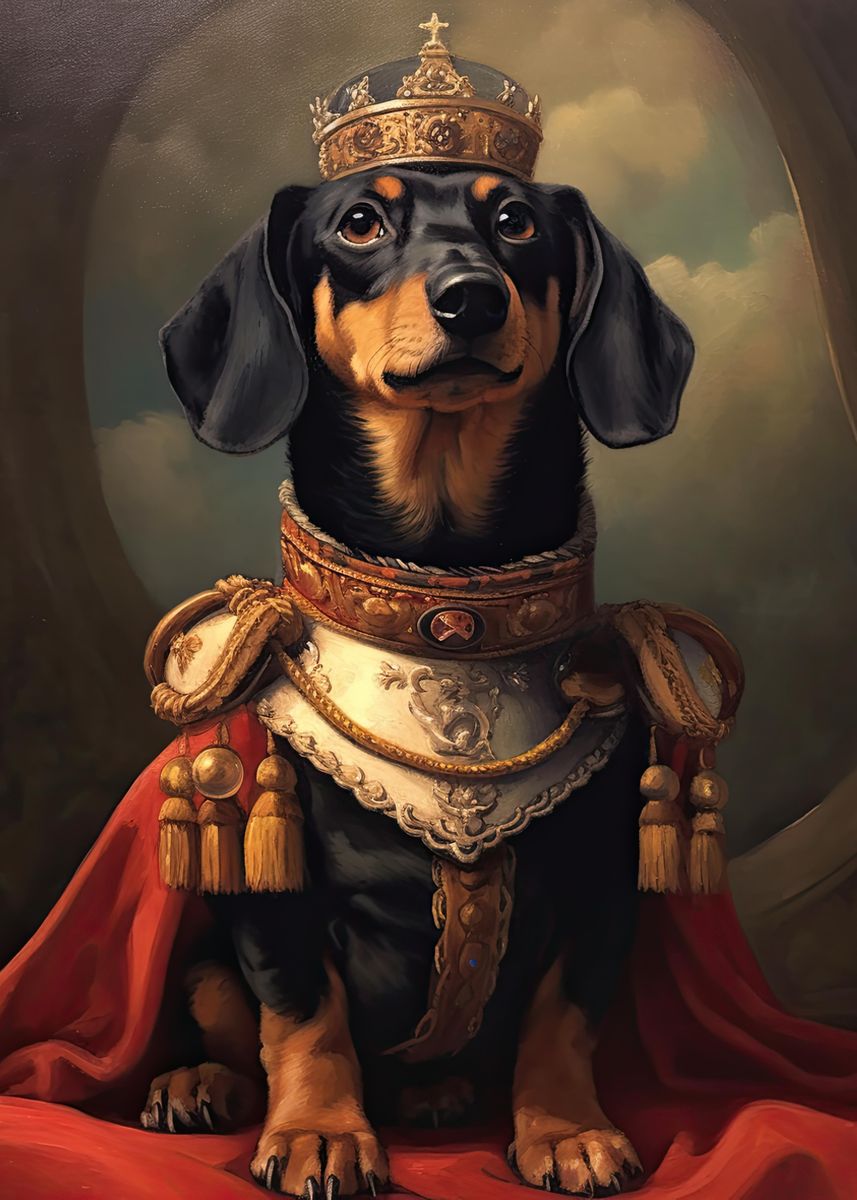 'Dachshund The King ' Poster, picture, metal print, paint by PetPrints ...