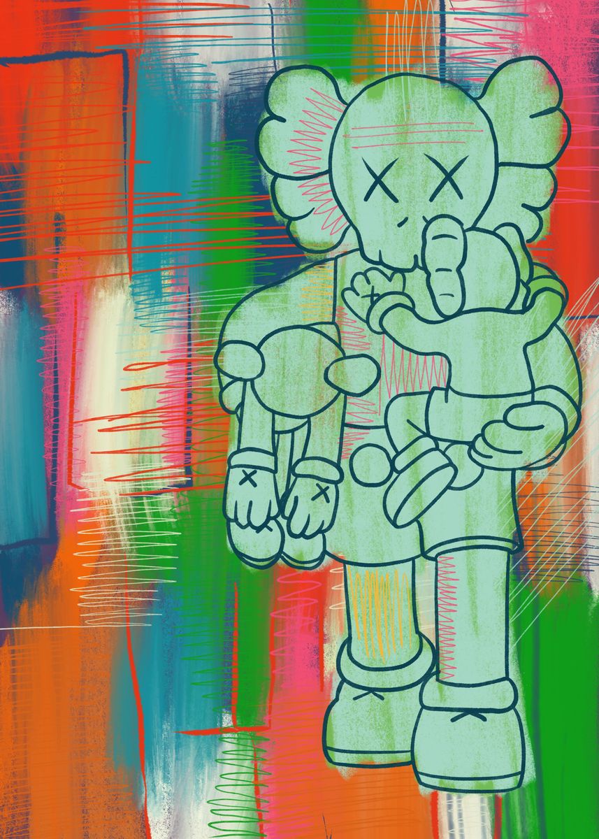 'Kaws Dolls unique abstrac' Poster, picture, metal print, paint by masn ...