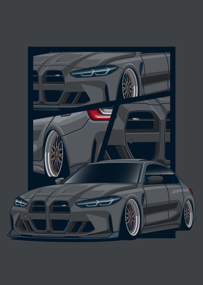 'BMW G80 Rear Race' Poster by Vero Automotive | Displate