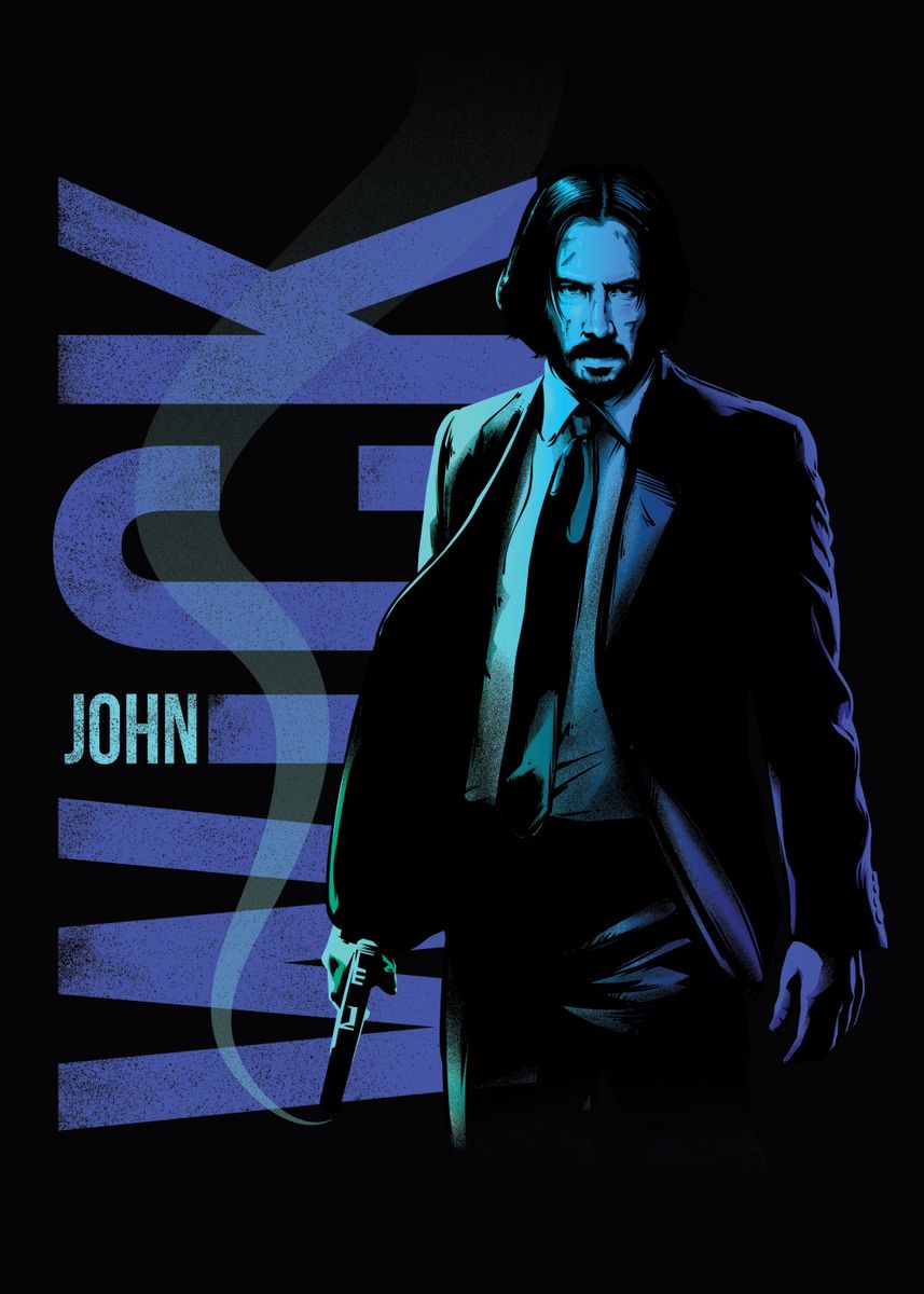 'Wick Blue' Poster, picture, metal print, paint by John Wick | Displate