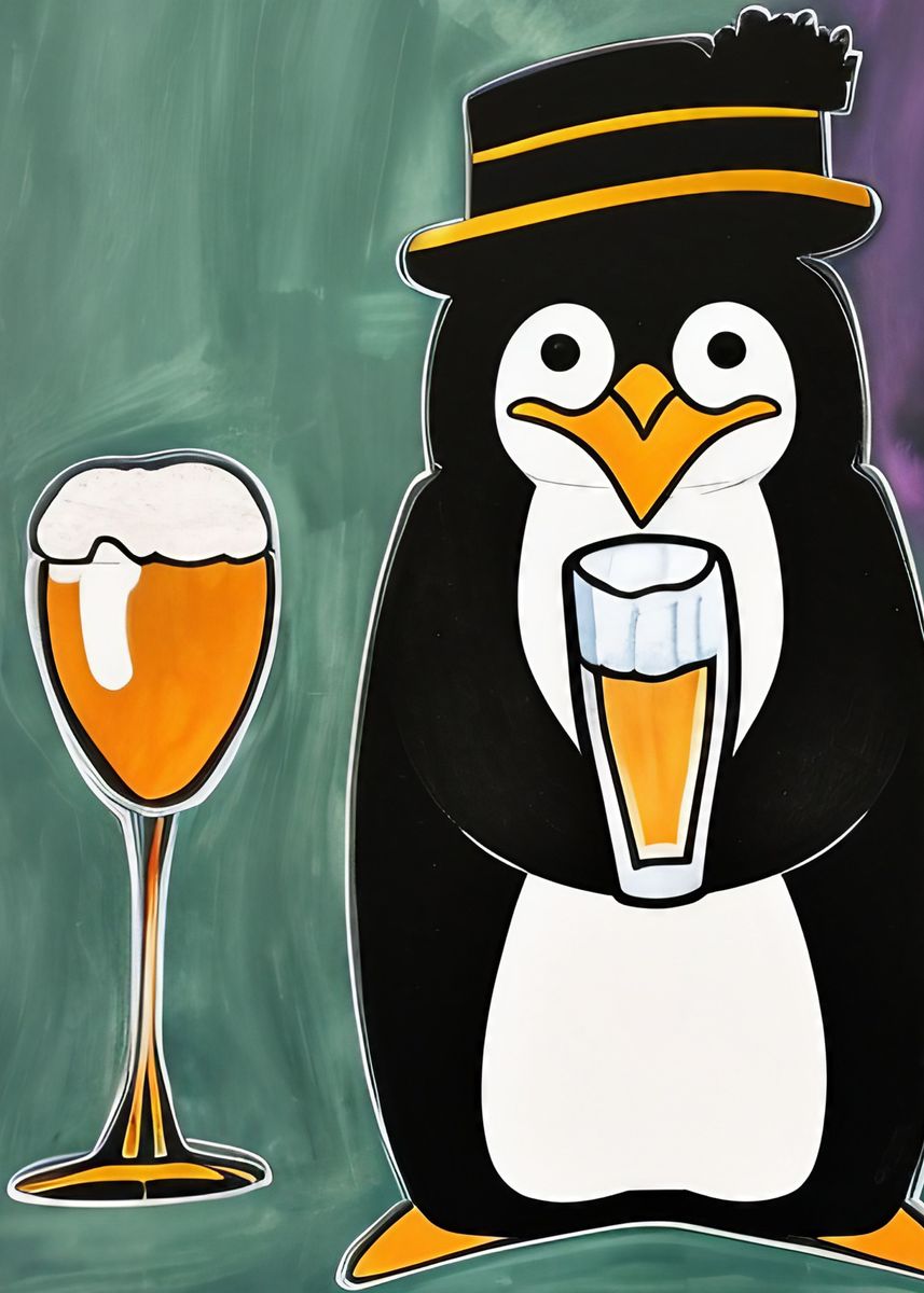 'Penguin drinking Beer' Poster by Sloka | Displate