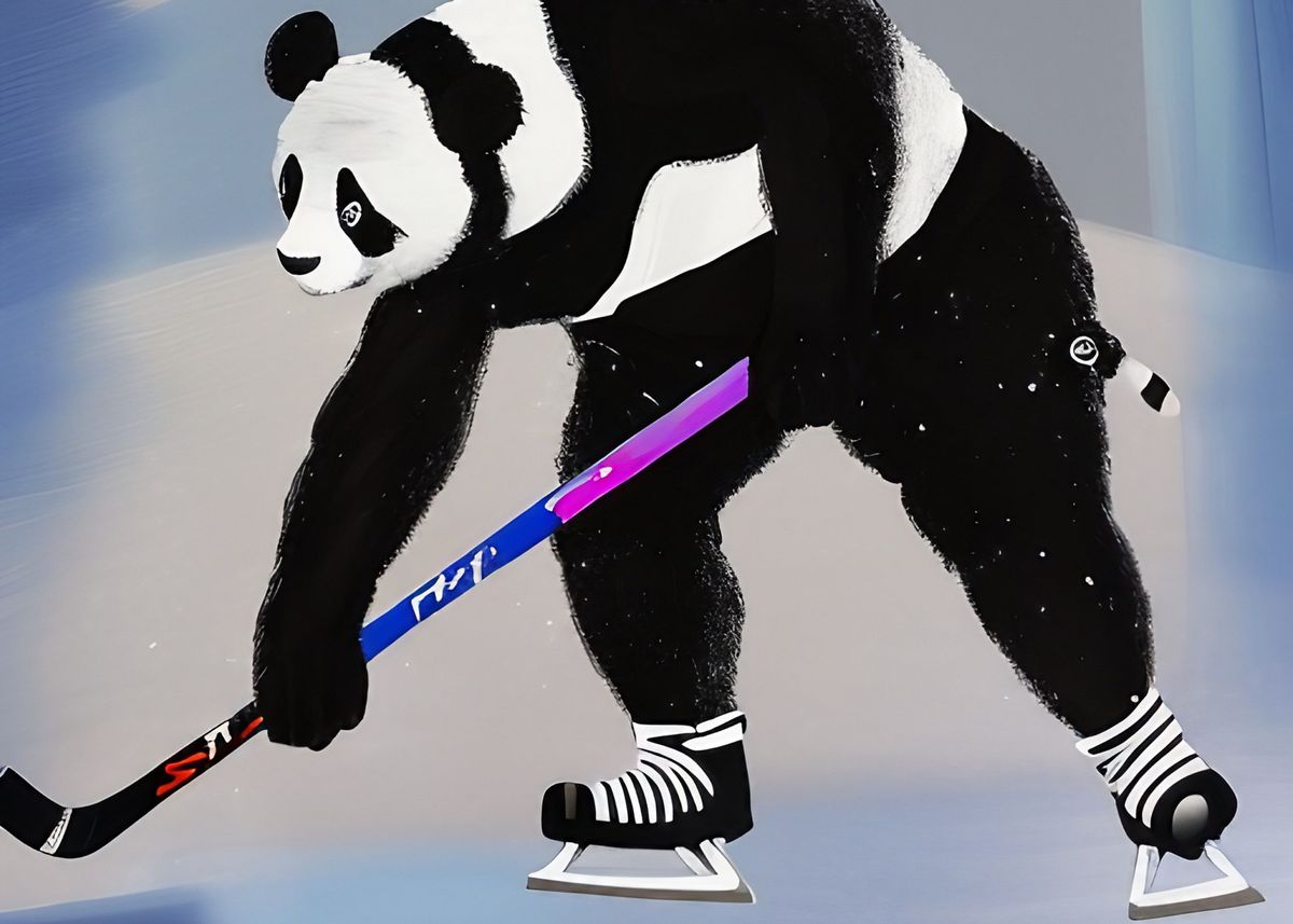 'Panda playing Ice hockey' Poster by Sloka | Displate