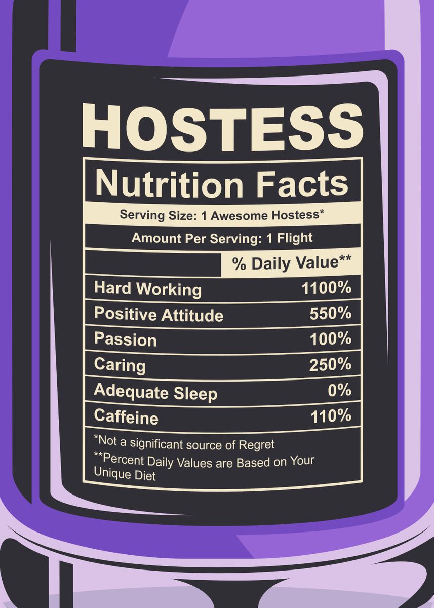 'Hostess Nutrition Facts' Poster, picture, metal print, paint by