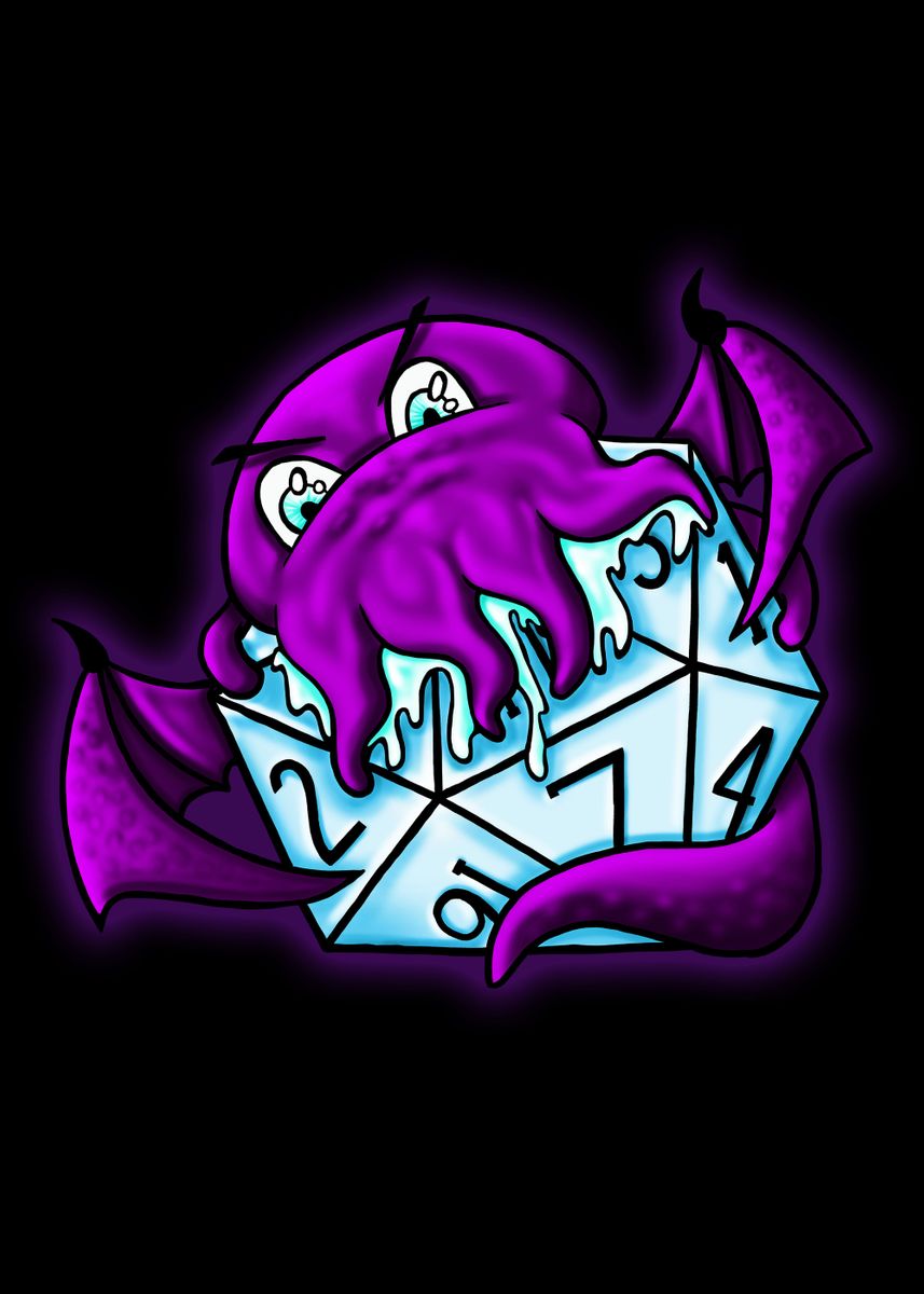 'Dice Monster' Poster, picture, metal print, paint by Ravenlock Studio