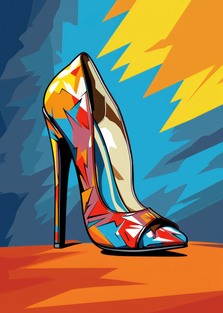 'Colorful Strides Heels ' Poster, picture, metal print, paint by ...