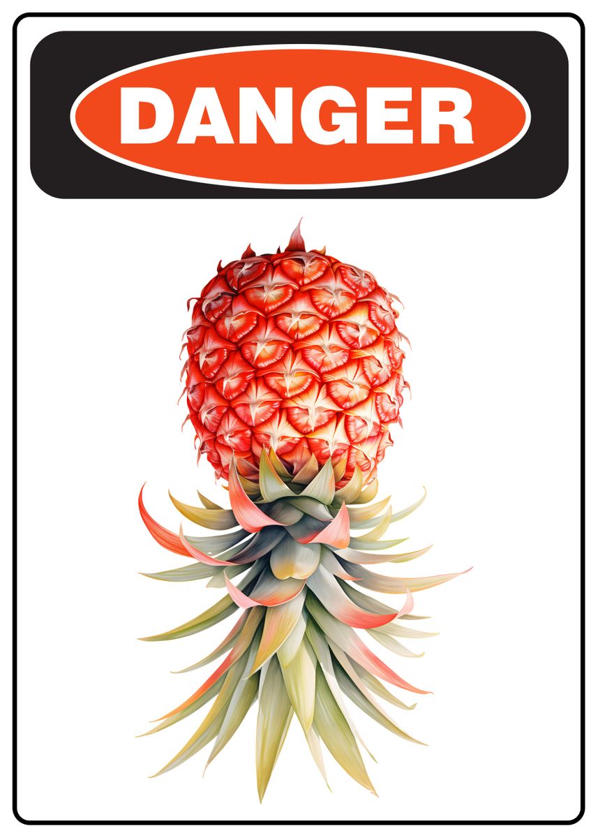 'Pineapple Danger' Poster, picture, metal print, paint by Steel Canvas