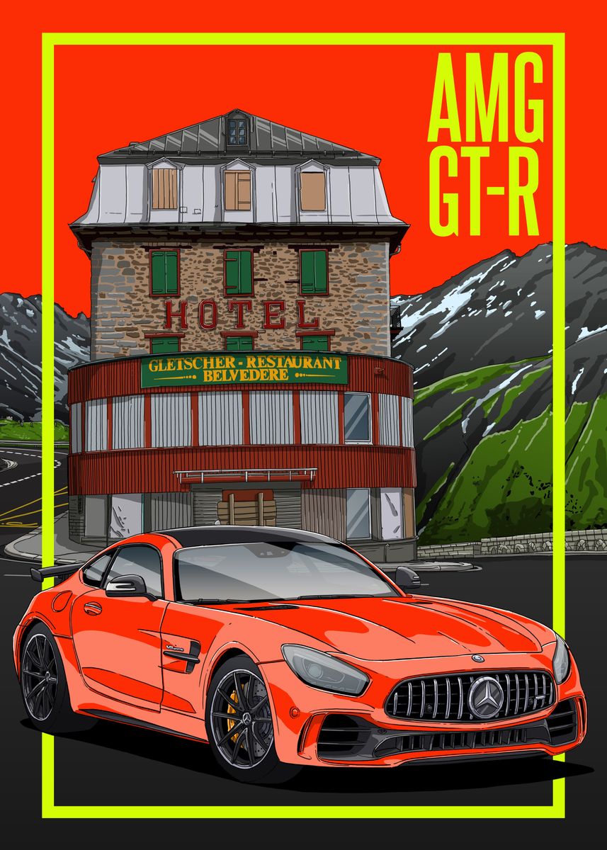 Mercedes AMG GT R' Poster, picture, metal print, paint by ND Fat