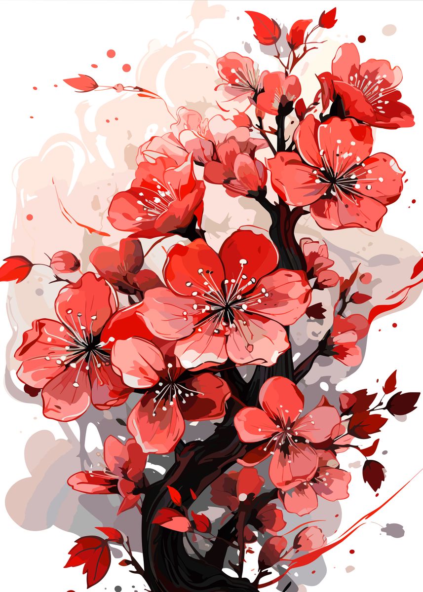 'Red Flower' Poster by the Moooh Displate