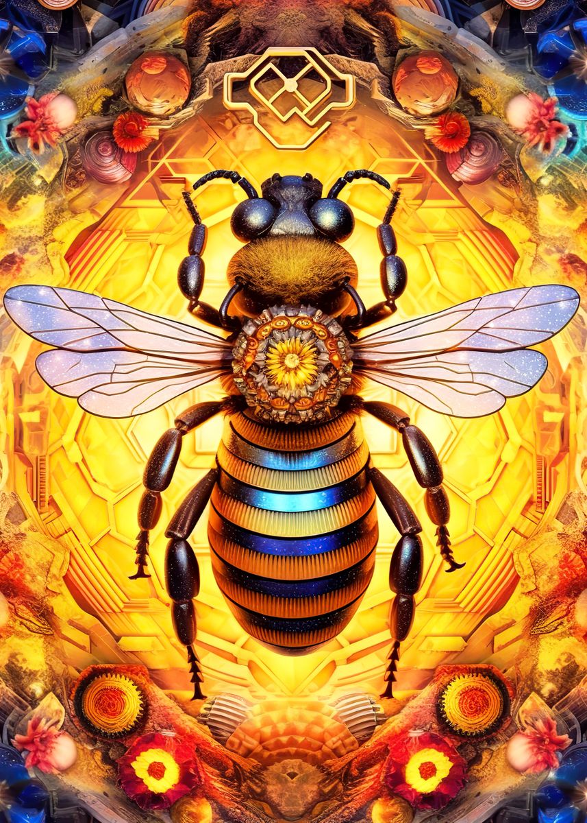 'Psychedelic bee' Poster by Siobhan Lamb | Displate