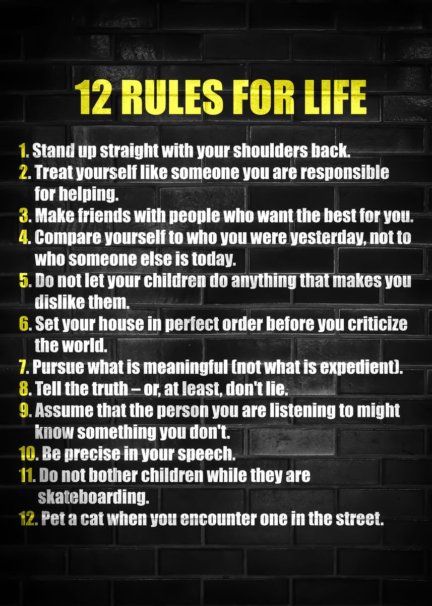 '12 RULES FOR LIFE' Poster, picture, metal print, paint by Reflection ...