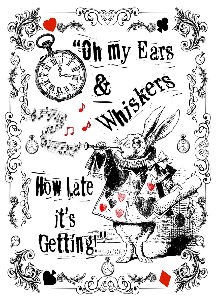 'Late White Rabbit' Poster, picture, metal print, paint by Ludo Enko ...