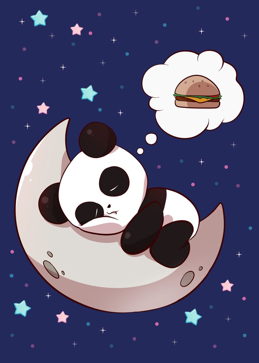 'Panda Lunar Burger Dream' Poster by Mini Pandas | Displate