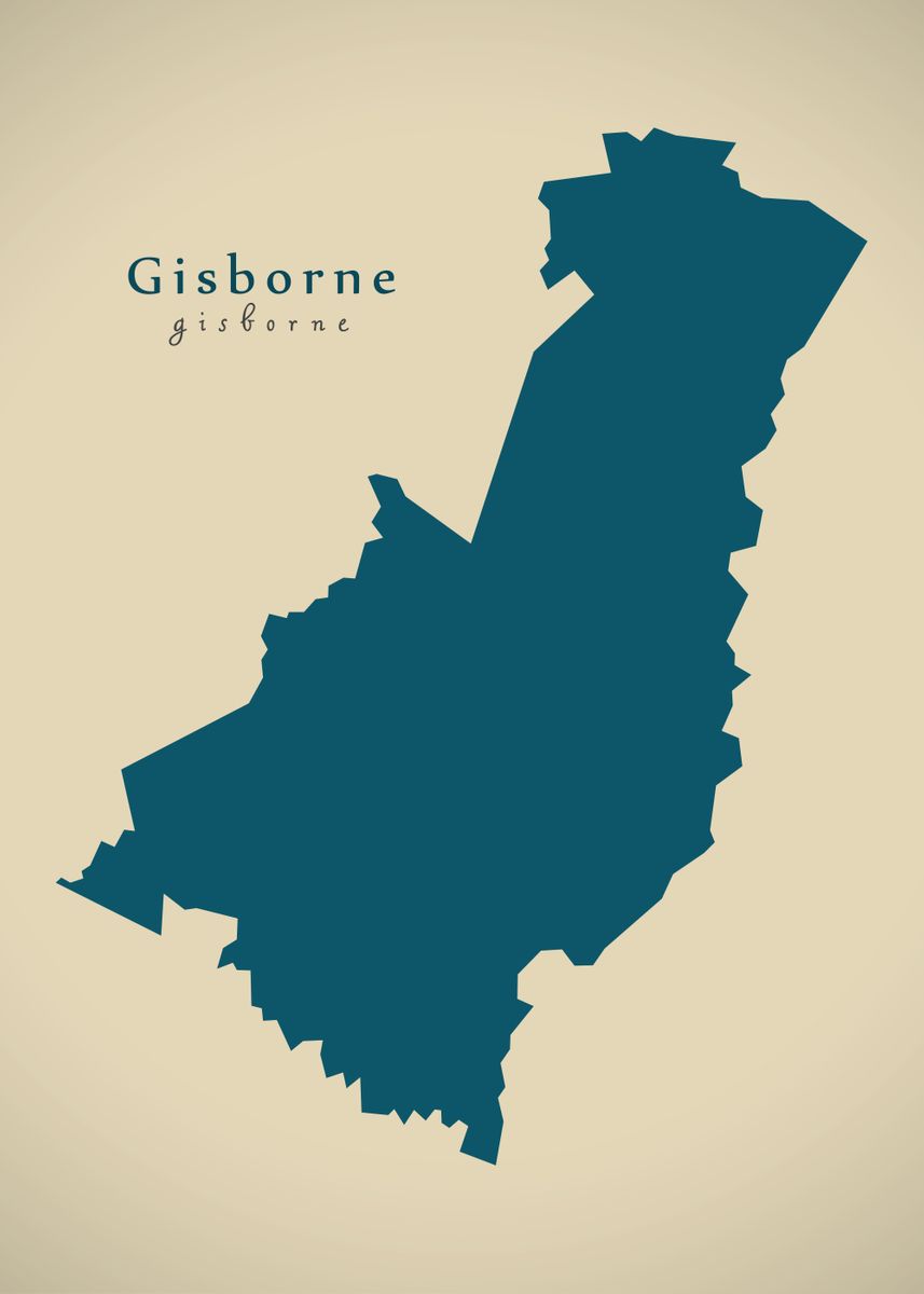 'Gisborne region map' Poster, picture, metal print, paint by Ingo