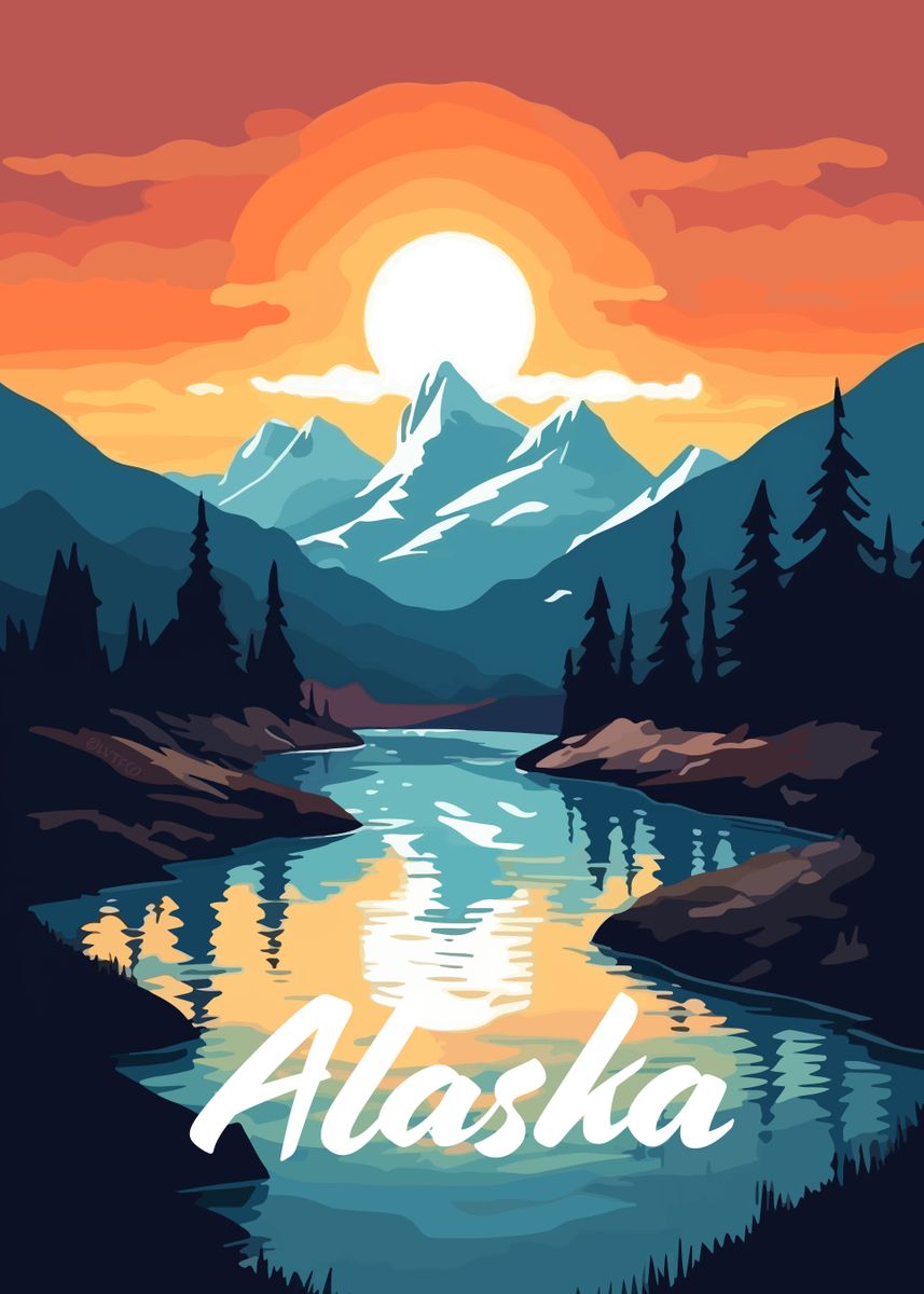 'Beautiful Alaskan Lake' Poster, picture, metal print, paint by LVTFCO ...