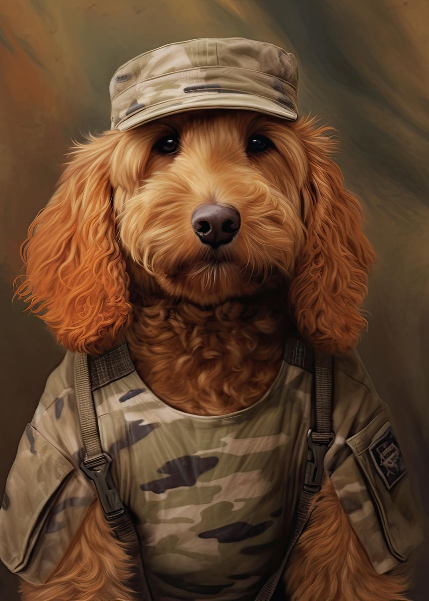 'Goldendoodle Soldier' Poster by PetPrints Displate