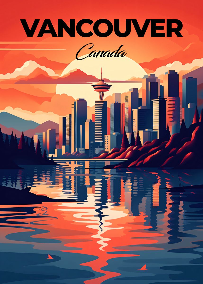'Vancouver Travel Print' Poster, picture, metal print, paint by