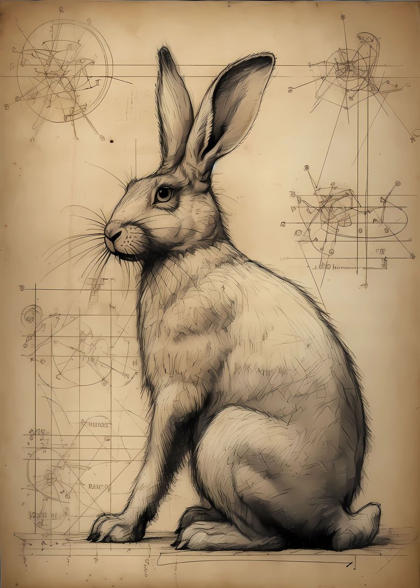 'Rabbit in Da Vinci Style' Poster, picture, metal print, paint by Frank ...