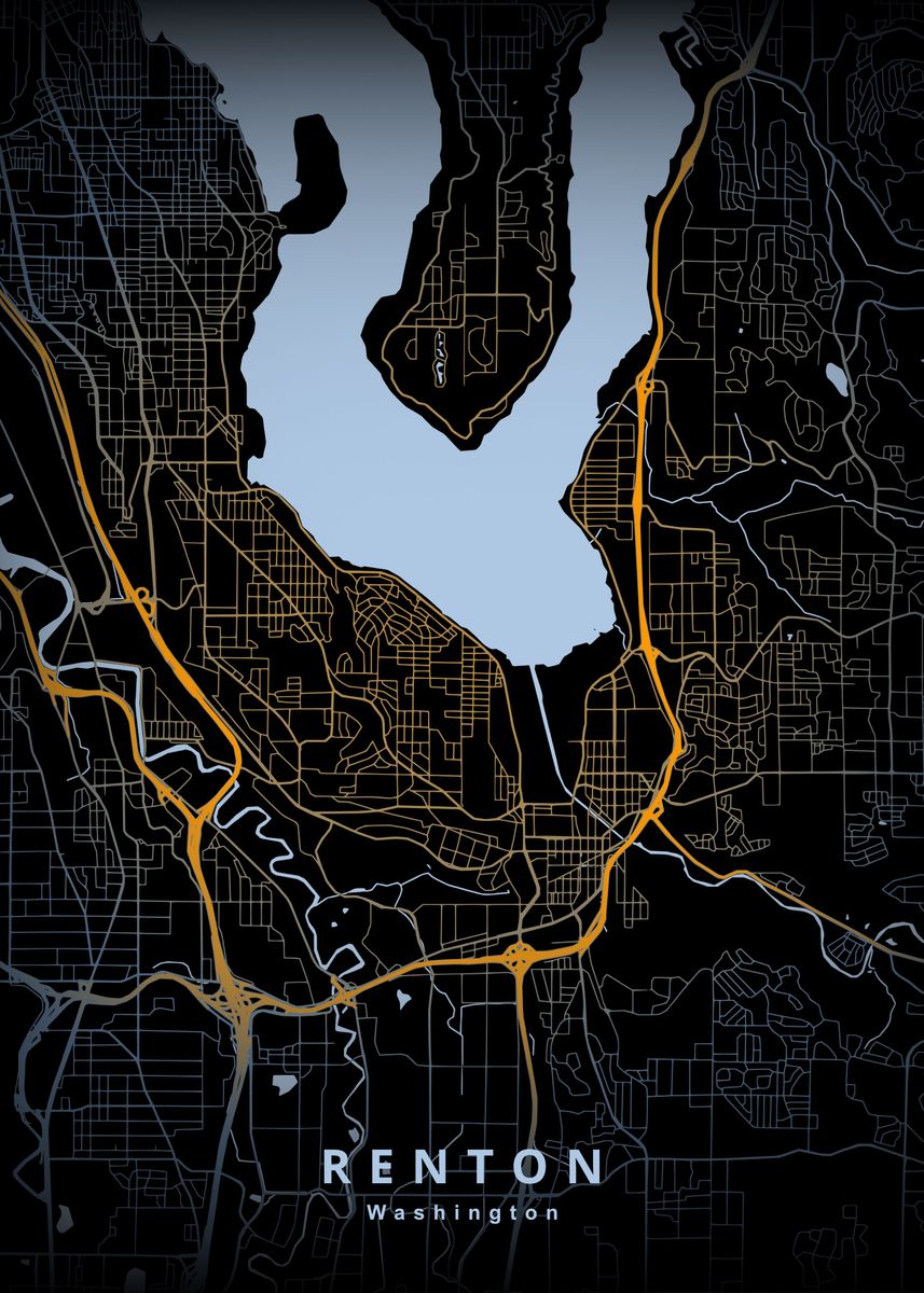 Old Map Renton 'Renton Washington' Poster, picture, metal print, paint by Deeo | Displate