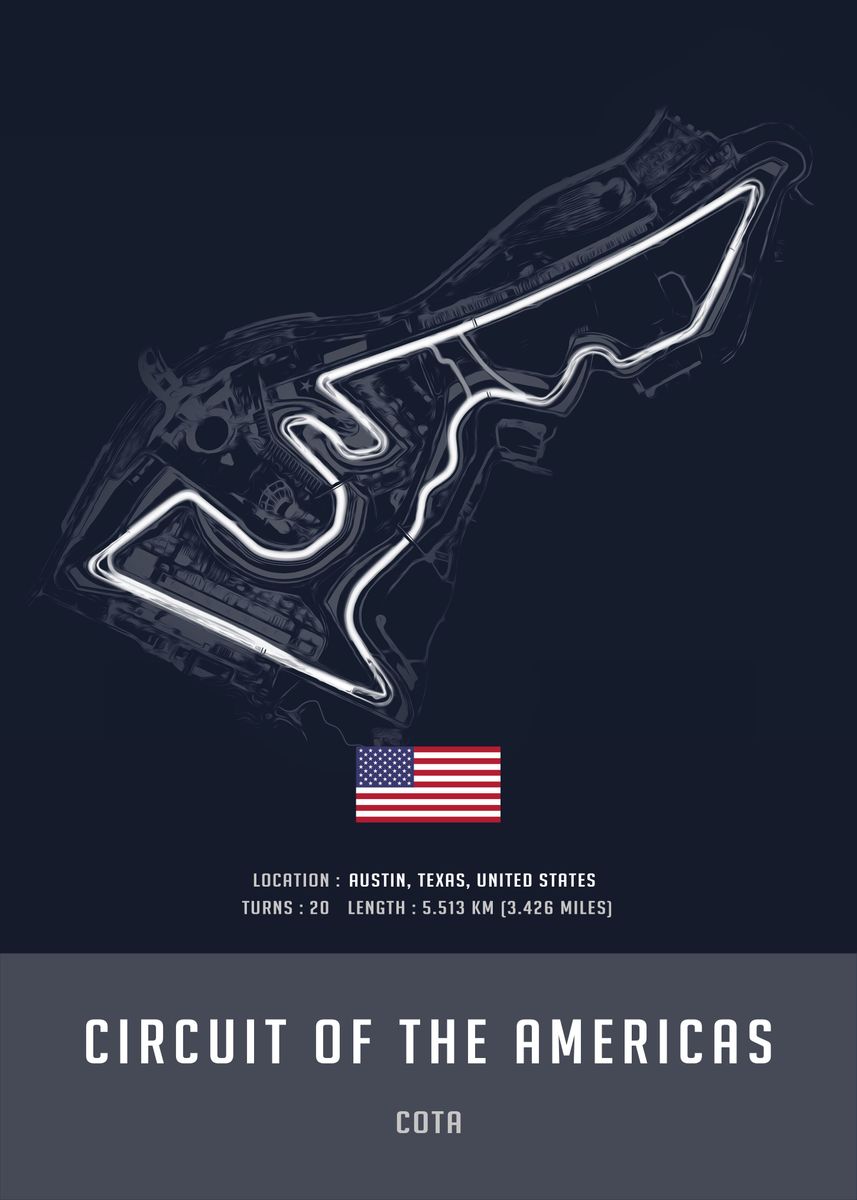 ‘Circuit of the Americas’ Poster, picture, metal print, paint by Ilham