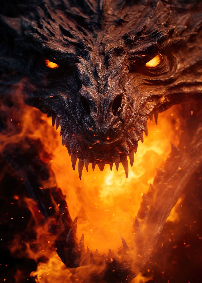 'Ancient Fire Dragon' Poster, picture, metal print, paint by TESSERACT ...