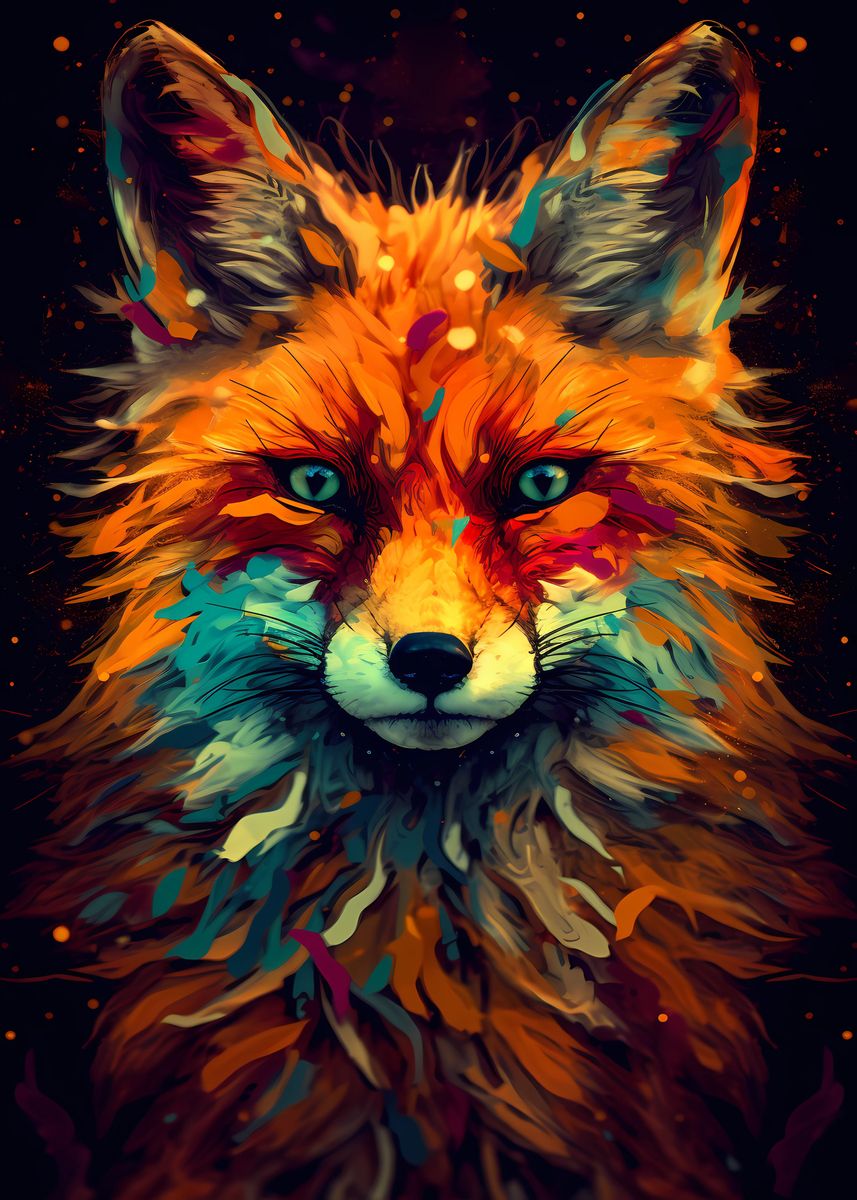 'Red Fox Psychedelic' Poster by AnHa | Displate