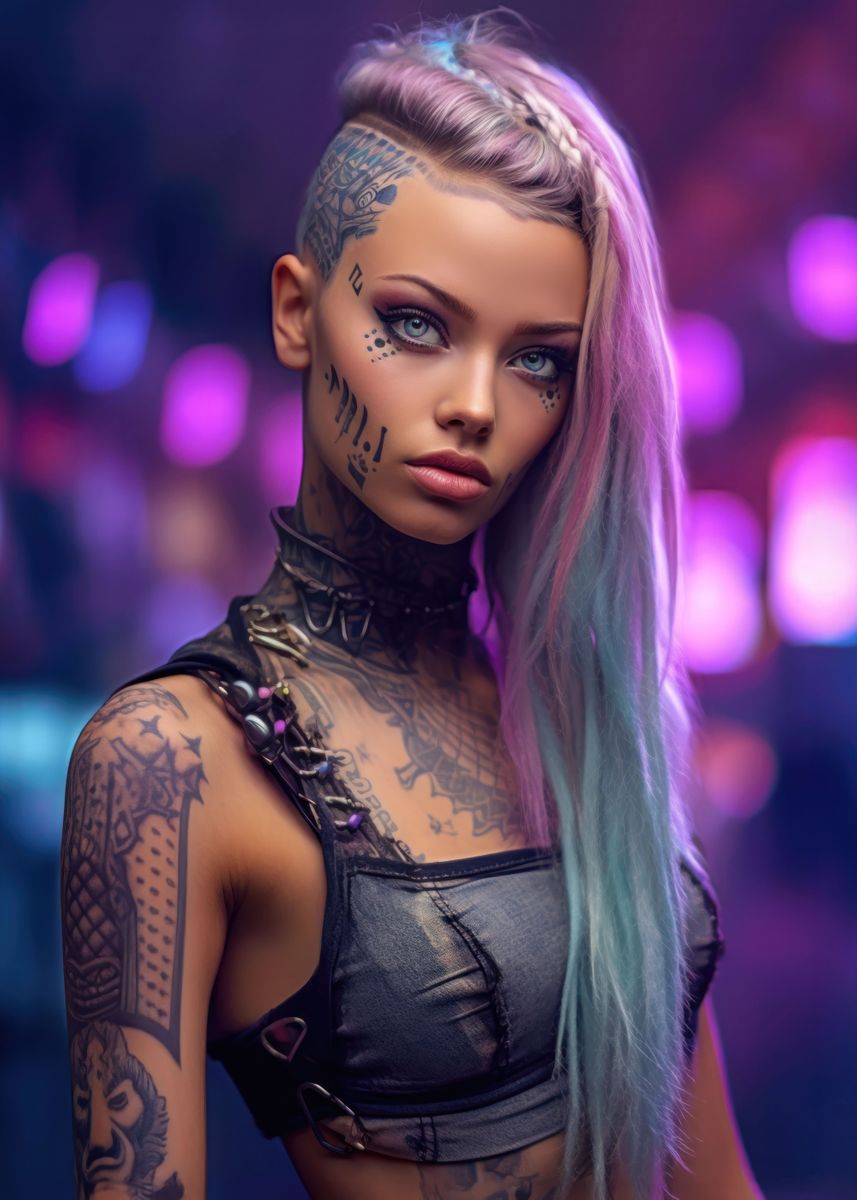 'Hot Cyberpunk Girl' Poster, picture, metal print, paint by Lootprint