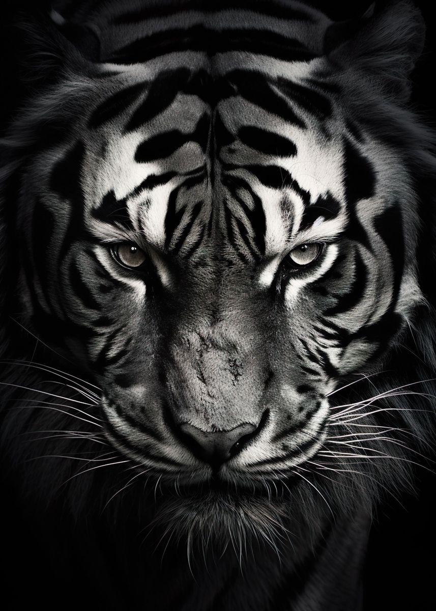 'Black And White Tiger' Poster by GLITCHED ART Displate