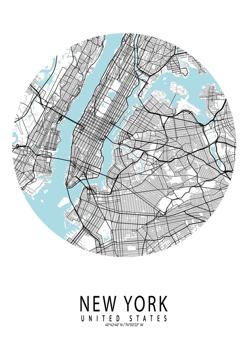 'New York City Map Circle' Poster by deMAP Studio | Displate