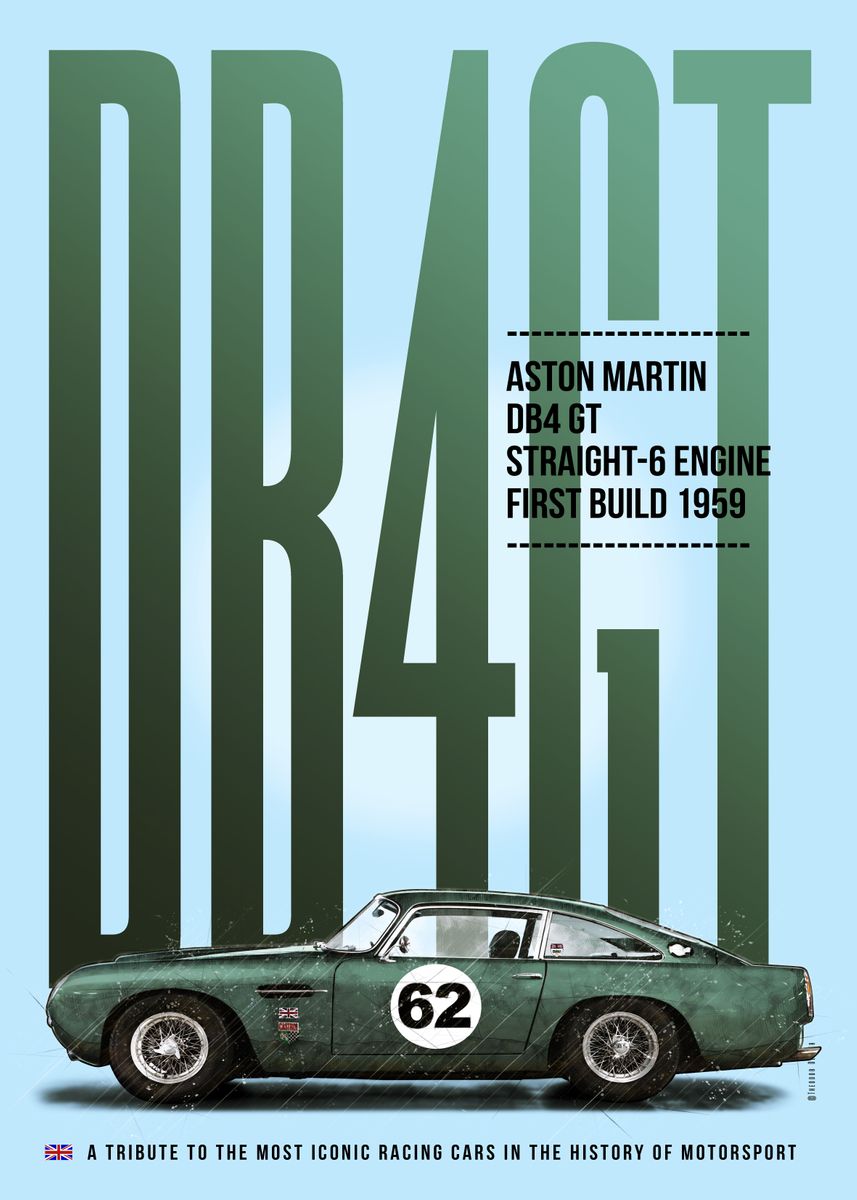 'Aston Martin DB4 GT Tribut' Poster, picture, metal print, paint by ...