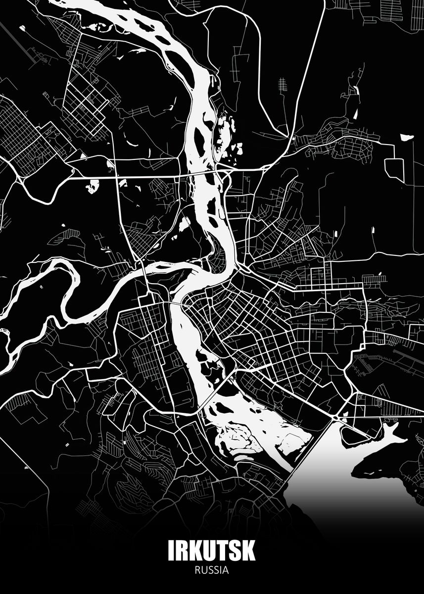 'Irkutsk Russia Map' Poster, picture, metal print, paint by Zake Yonkou ...