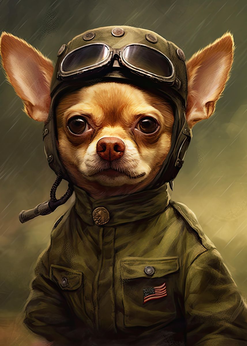 'Chihuahua Soldier' Poster, picture, metal print, paint by PetPrints ...