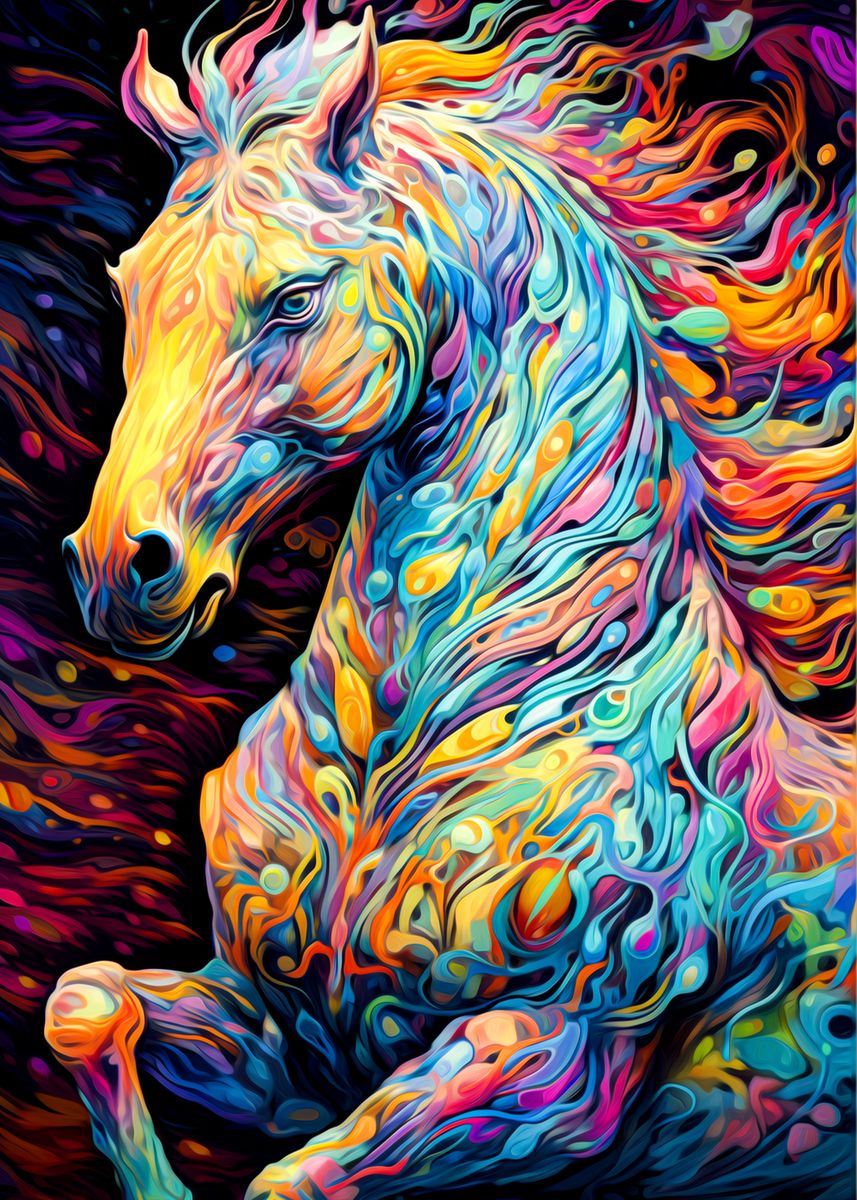 'Horse Psychedelic' Poster, picture, metal print, paint by Trainer ...