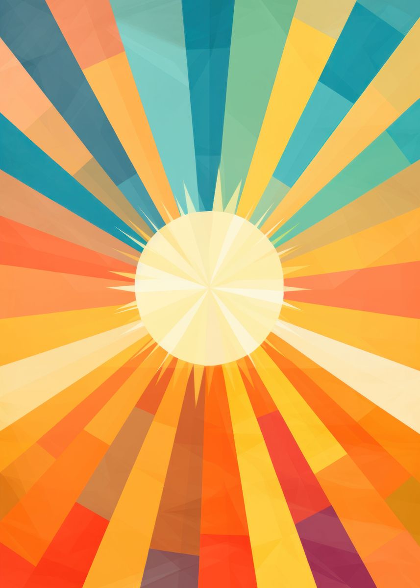 'Geometric Sun In The Sky' Poster, picture, metal print, paint by ...