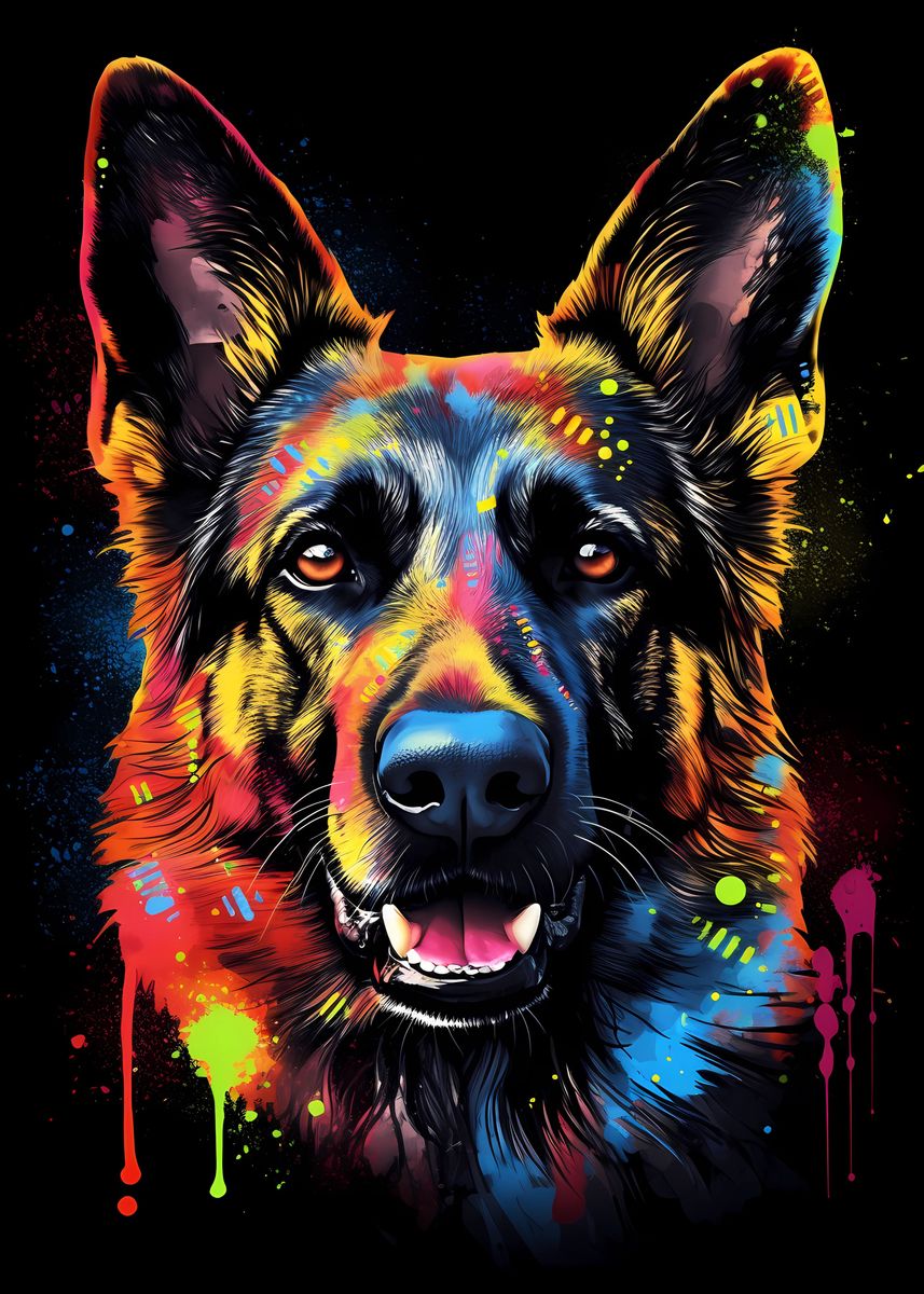 'German Shepherd Dog' Poster, picture, metal print, paint by ...