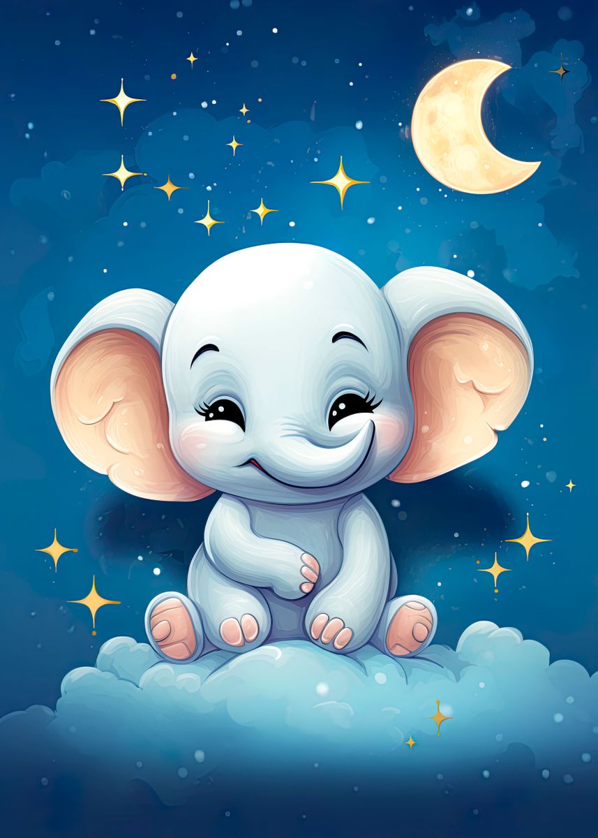 funny-baby-elephant-art-poster-by-janaka-dharmasena-displate