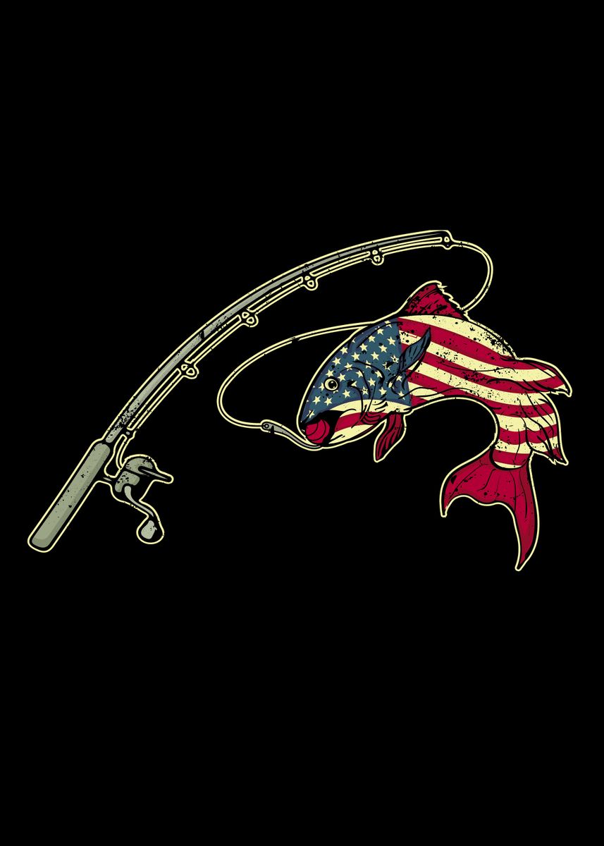 'Fishing Gift 4th Of July' Poster by PangolinArts Displate