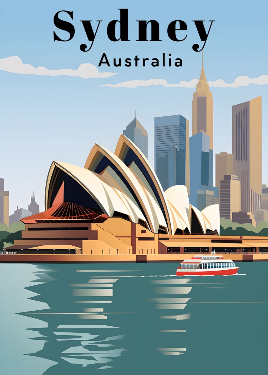 'Sydney Australia Travel' Poster, picture, metal print, paint by Khloi ...